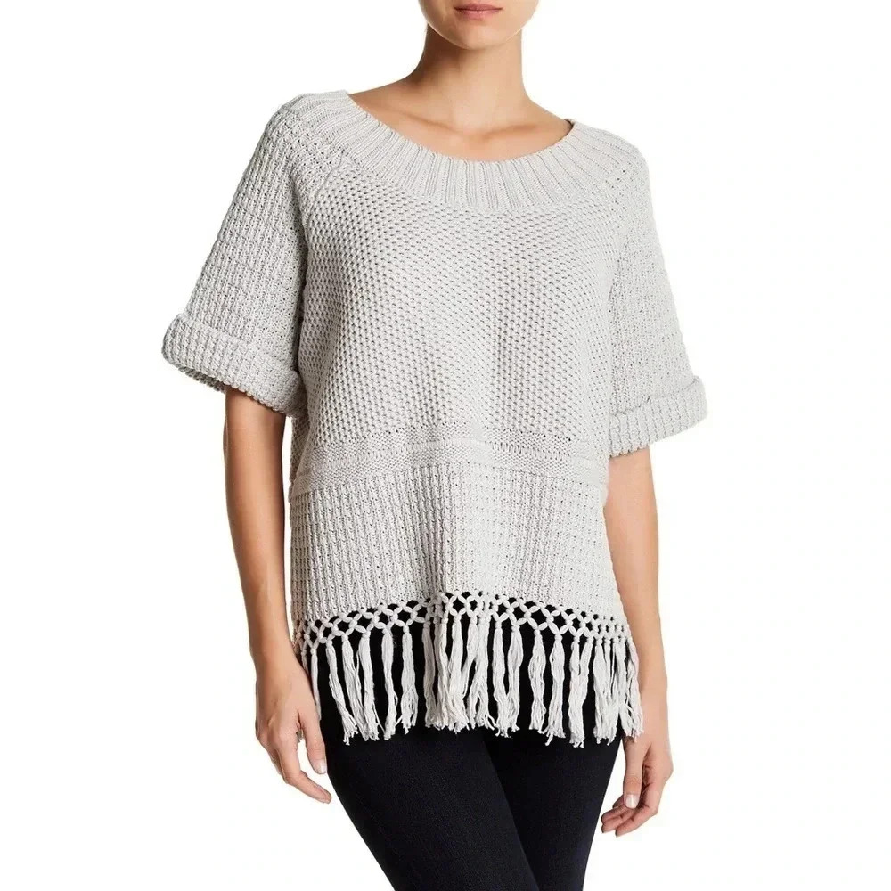 Current/Elliott | Fringe Cable Knit Sweater
